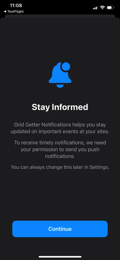 Grid Getter push notification example