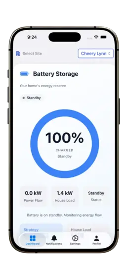 Grid Getter iOS app - quick battery controls and status