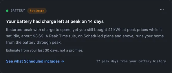 The Charge left at peak insight card.