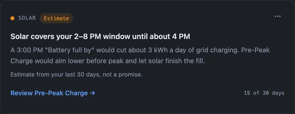 The Later full-by time insight card.